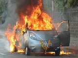 World's cheapest car burst into flames