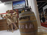 Models from China's Dynasty Fine Wines Group pose