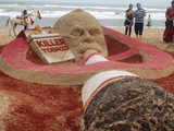 Sand art on ills of tobacco use