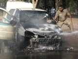 In flames: CNG car catches fire