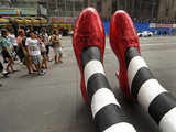 A pair of 6-foot-tall ruby red slippers unveiled outside Madame Tussauds New York