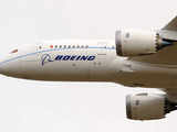 A Boeing 787 Dreamliner aircraft does a flyby