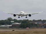 The Boeing 787 Dreamliner aircraft lands at Farnborough airport
