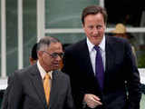 Industry vanguard- Narayan Murthy welcomes Cameron @ Infosys