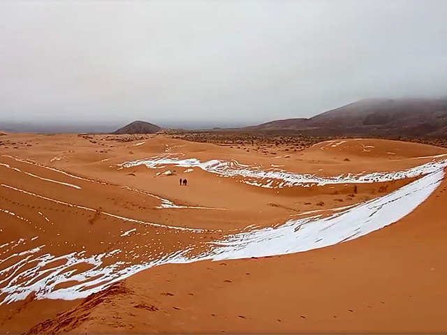 Rare view: Snow blankets Sahara Desert