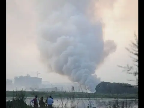 Cloud of smoke seen from a distance
