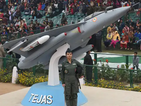 Model of Indian fighter aircraft Tejas