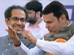 Mumbai: Maharashtra Chief Minister Devendra Fadnavis and Shiv Sena Executive Pre...