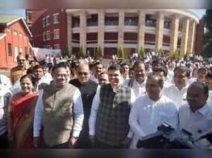 Nagpur: Maharashtra Chief Minister Devendra Fadnavis leaves after attending the ...