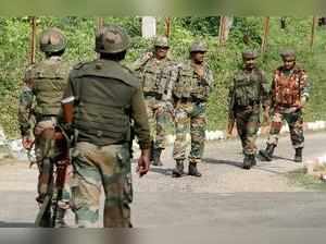 Jammu: Indian Army personnel during a search operation at Akhnoor, about 35km fr...