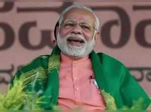 Davanagere: Prime Minister Narendra Modi at BJP's 'Farmers Convention' at Davana...