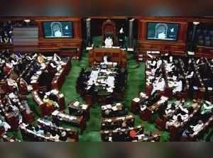 New Delhi: A view of the Lok Sabha assembly on the last day of the Parliament wi...