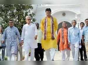 Agartala: Tripura BJP President and Chief Minister-designate Biplab Deb along wi...