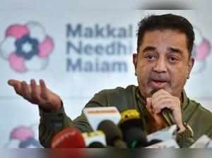 Chennai: Actor-politician Kamal Haasan addresses a press conference on the row o...