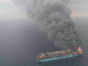 Fire on container ship under control, no word on missing crew