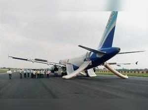 Patna: The Delhi-bound Indigo flight parked at the runway after smoke was observ...