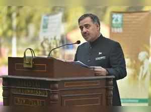 New Delhi: Pakistan High Commissioner to India Sohail Mahmood speaks during the ...