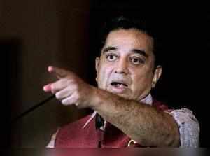 Chennai: Tamil actor Kamal Haasan at a press conference to announce the launch ...
