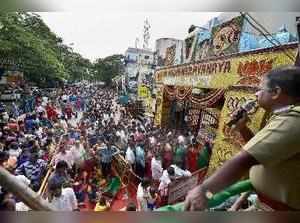 Chennai: Devotees visit Tirumala Tirupati Devasthanams on the first day of the N...