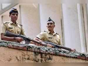 Mumbai: Tight security police outside the special court during the proceedings f...