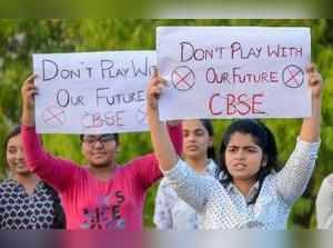Jabalpur: Central Board of Secondary Education (CBSE) students display placards ...