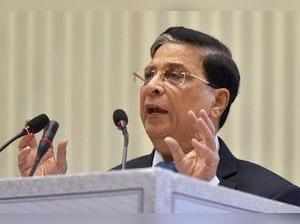 New Delhi: Chief Justice of India Justice Dipak Misra speaks during the valedict...