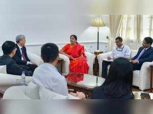 New Delhi: Union Defence Minister Nirmala Sitaraman meets Singapore's Permanent ...