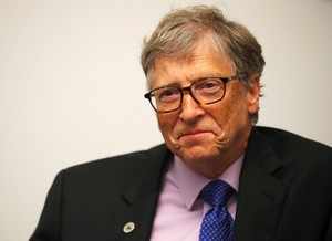 Bill Gates speaks during an interview with Reuters in London