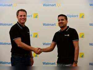 Walmart CEO Doug McMillon with Flipkart Co-Founder and CEO Binny Bansal