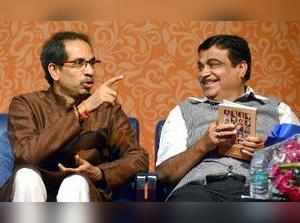Mumbai: BJP leader and Union Minister Nitin Gadkari and Shiv Sena Chief Uddhav T...