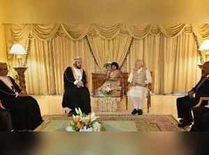 Muscat: Prime Minister Narendra Modi with Deputy Prime Minister of Oman, Sayyid ...