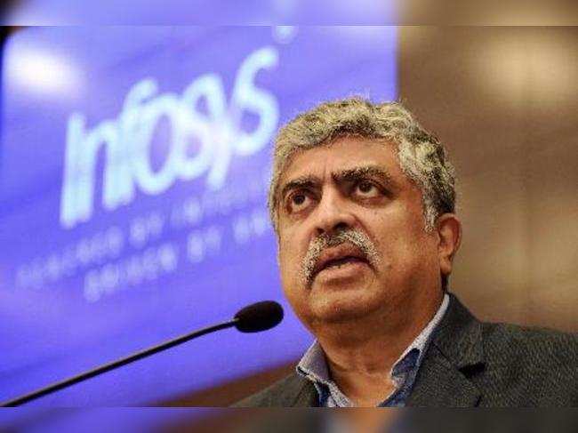Bengaluru : Infosys non-executive Chairman Nandan Nilekani speaks during the ann...