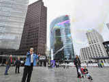 Street entertainer blows massive soap bubbles 