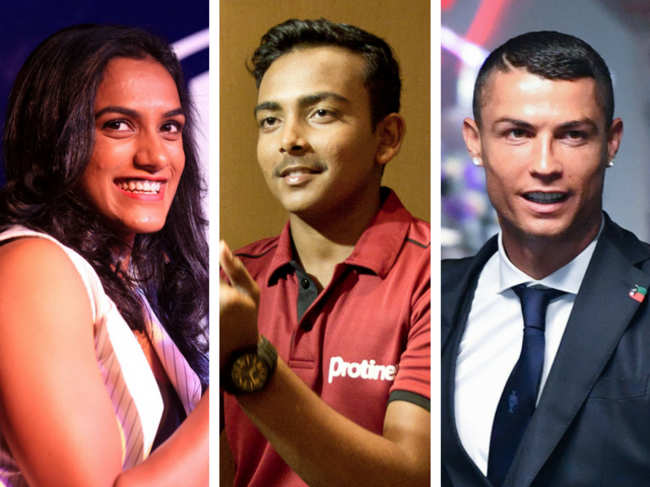 (L-R) PV Sindhu, Prithvi Shaw and Cristiano Ronaldo