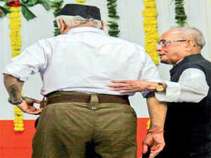 Mohan Bhagwat and ​Pranab Mukherjee