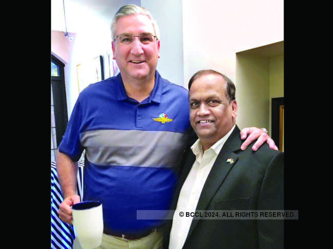 Axis Cades vice chairman Sudhakar Gande with Indiana governor Eric J Holcomb