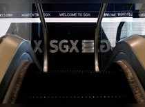 An SGX sign is pictured at Singapore Stock Exchange