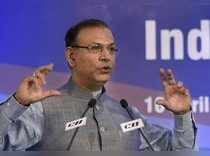 New Delhi: Minister of State for Civil Aviation Jayant Sinha speaks during a se...