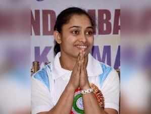 Kolkata: Gymnast Dipa Karmakar during a felicitation ceremony in Kolkata on Satu...