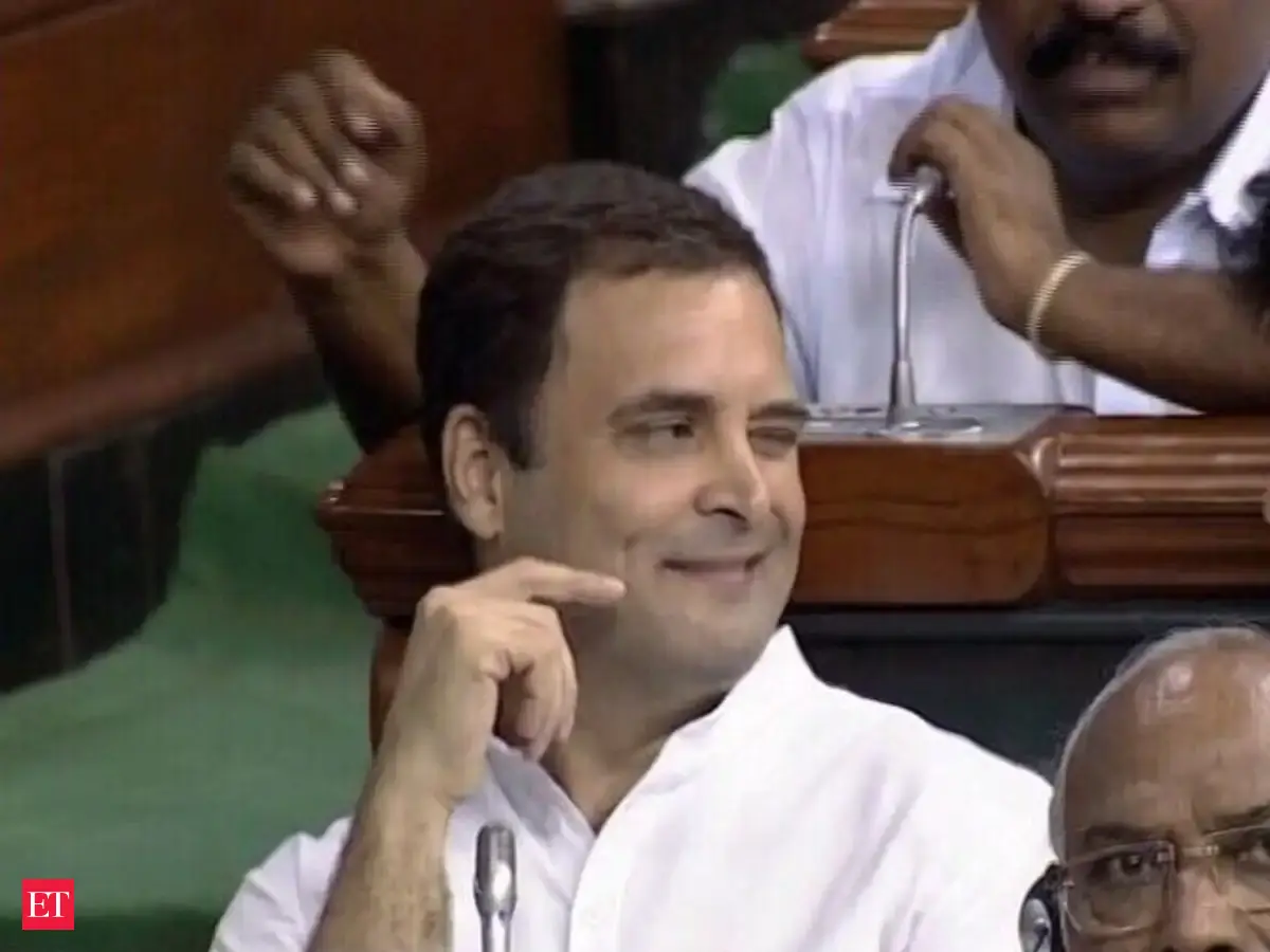 Watch: Rahul Gandhi 'winks' after hugging PM Modi - The Economic Times ...