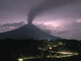 Smoke from Mount Sinabung before eruption