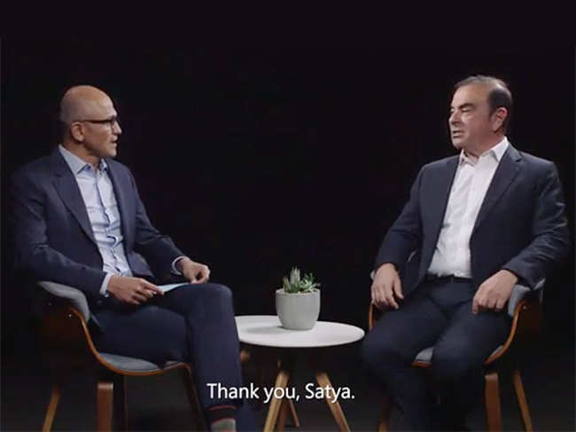 Satya Nadella and Carlos Ghosn