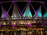 Illuminated Jawaharlal Nehru stadium in New Delhi