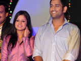 Mahendra Singh Dhoni along with his wife at a function