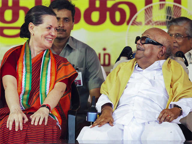 Karunanidhi and Sonia Gandhi