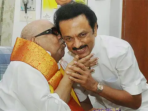 MK Stalin with his father - Kalaignar Karunanidhi: Rare photos of the  former Tamil Nadu CM | The Economic Times
