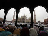 Muslims pray at the Jama Masjid