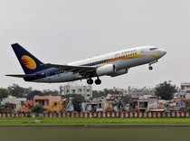 FILE PHOTO: A Jet Airways passenger aircraft takes off from the airport in Ahmedabad