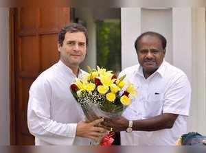 New Delhi: Karnataka Chief Minister HD Kumaraswamy meets Congress President Rahu...