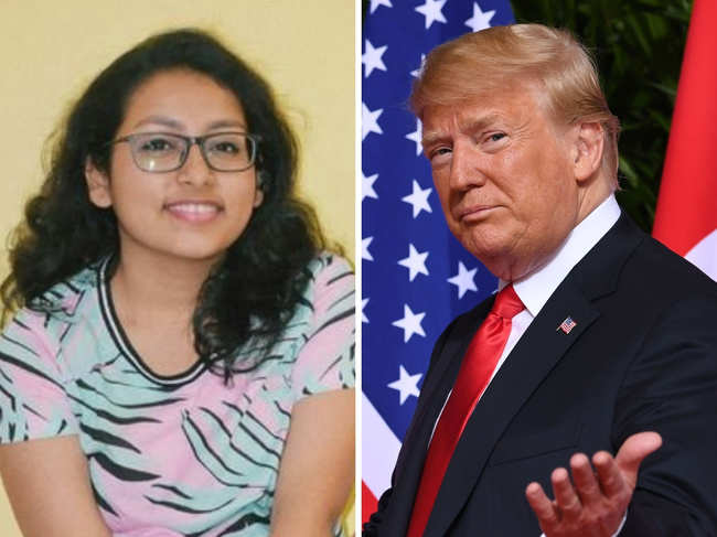Astha Sarmah (L) and Donald Trump